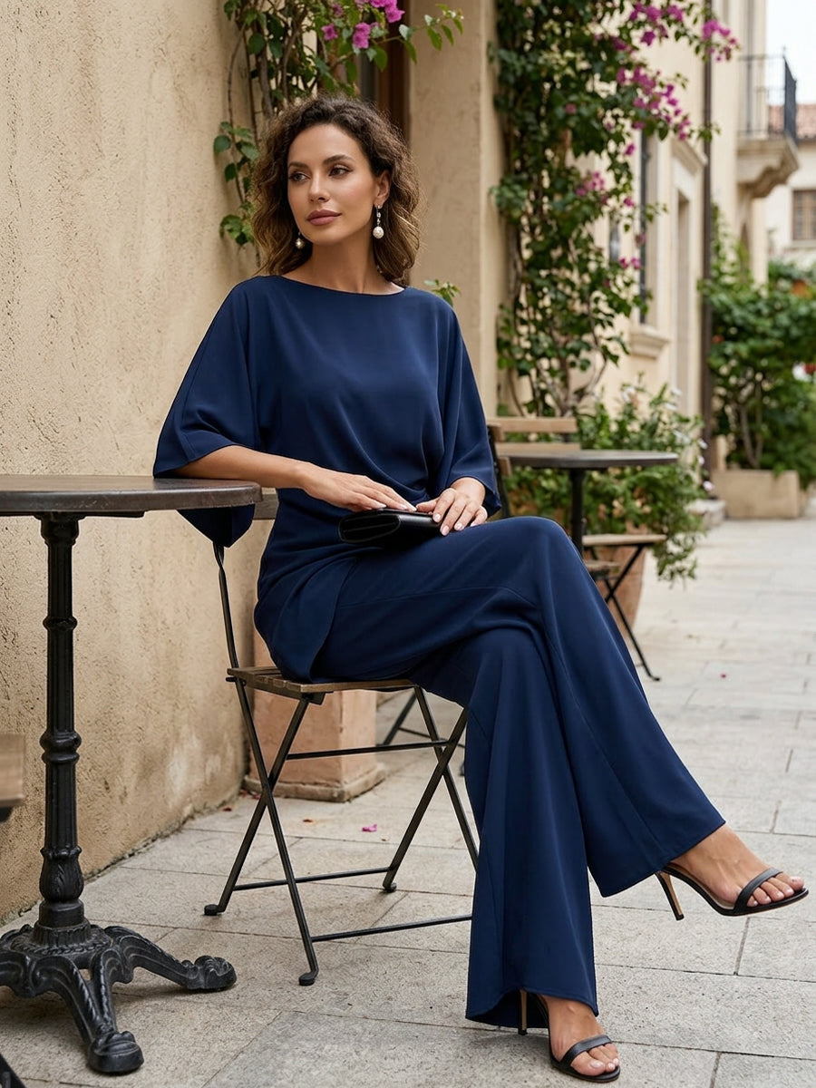 Noémie | Ensemble blouse drapée et pantalon ample