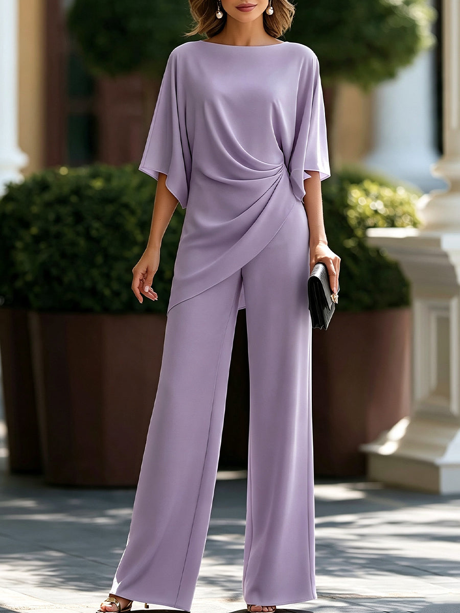 Noémie | Ensemble blouse drapée et pantalon ample