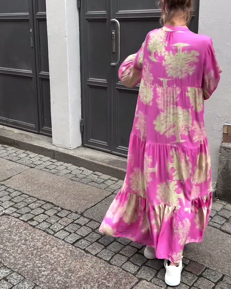 Francesca | Losvallende maxi-jurk met statementprint