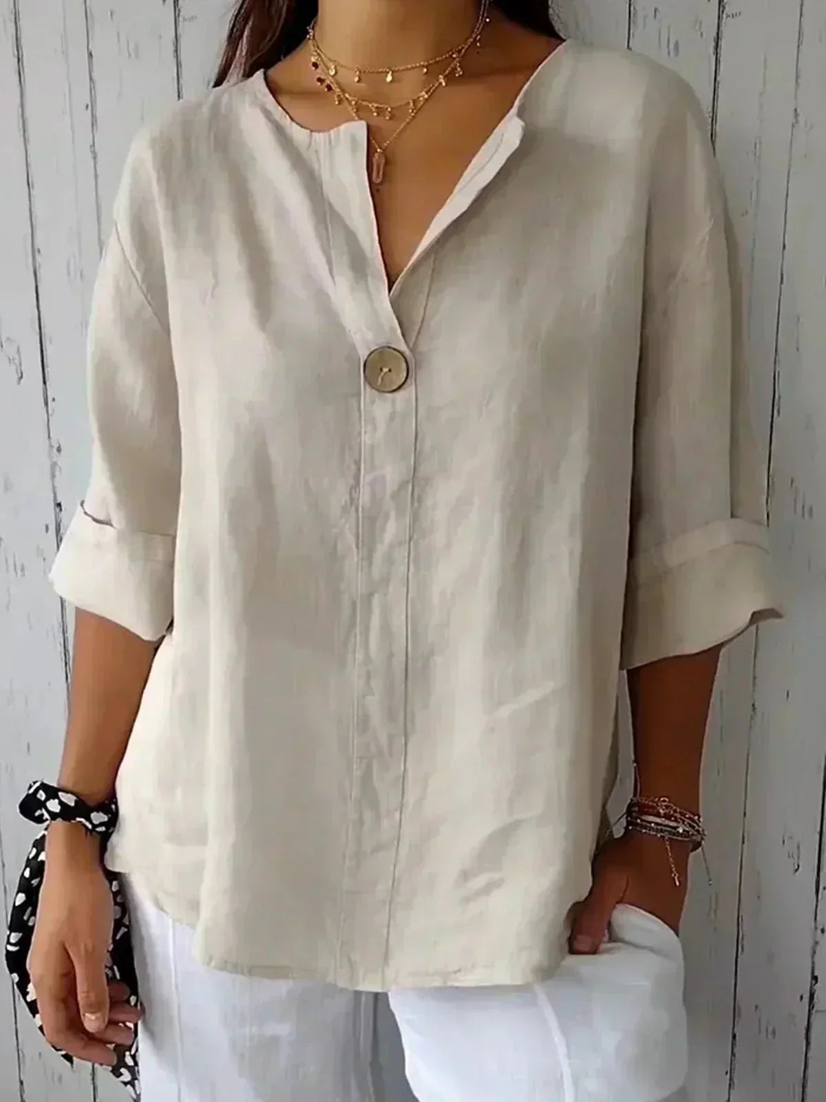 Cléa | Blouse fluide à bouton oversize