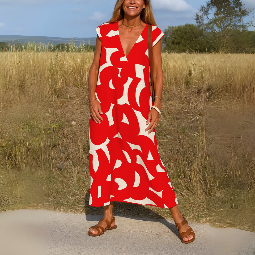 Valérie | Robe à col en V coupe évasée