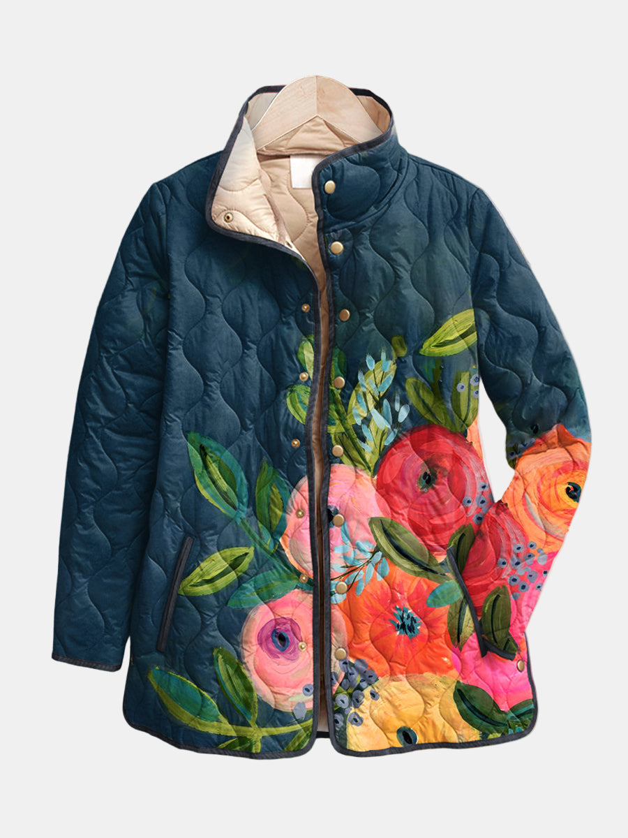 Clémence | Veste matelassée fleurs peintes