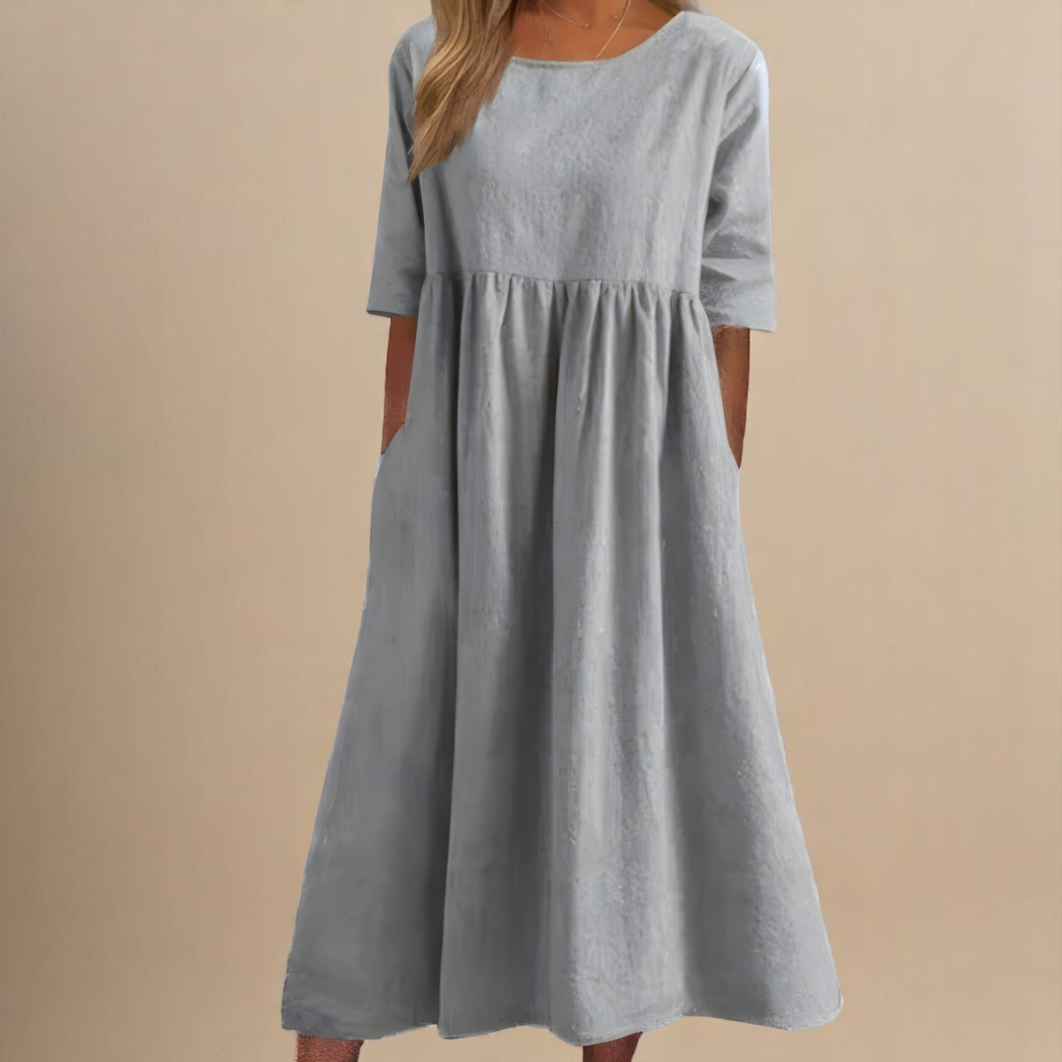 Elana | Robe midi ample à manches mi-longues