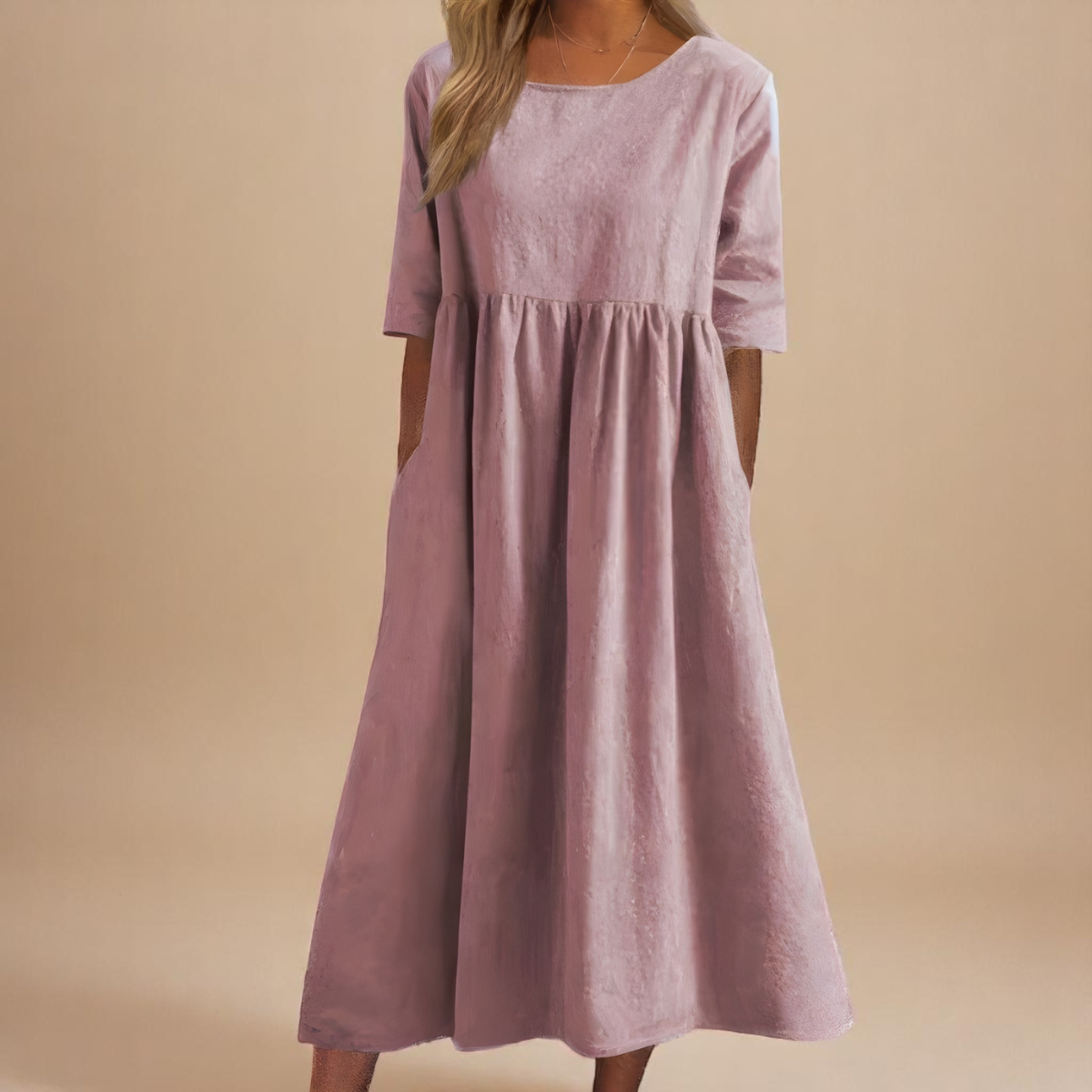 Elana | Robe midi ample à manches mi-longues