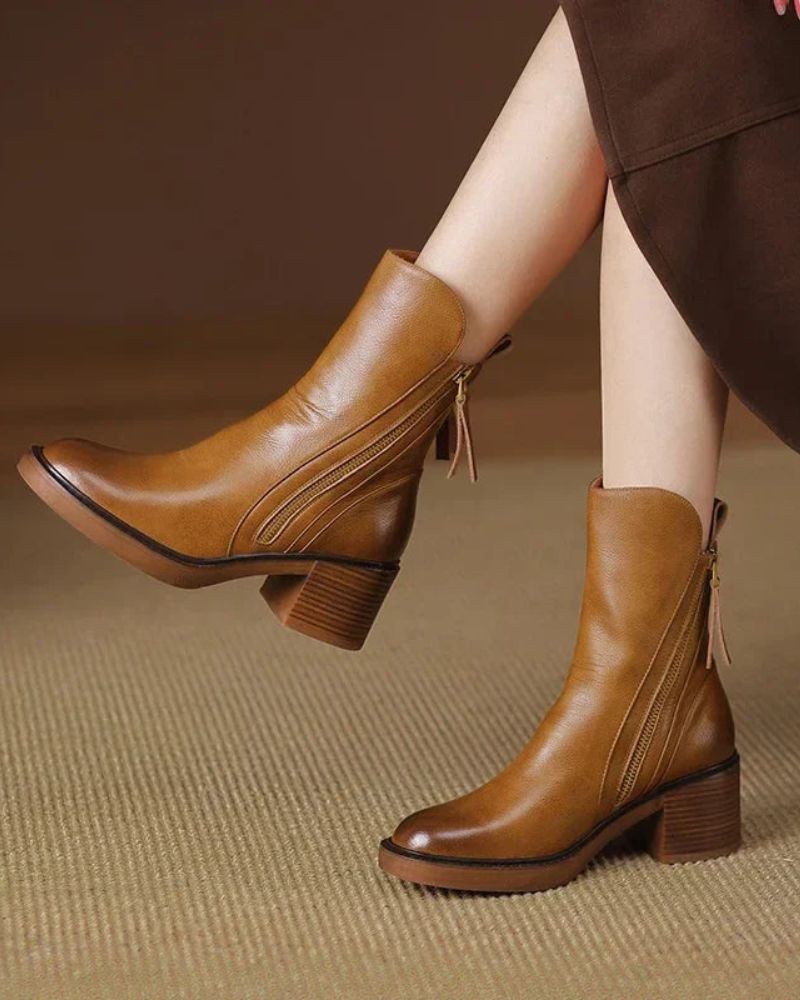 Léonie | Bottines en cuir à talon confortable