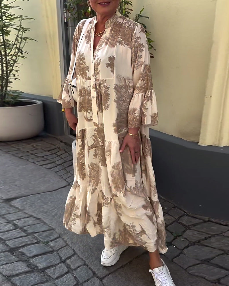 Francesca | Losvallende maxi-jurk met statementprint