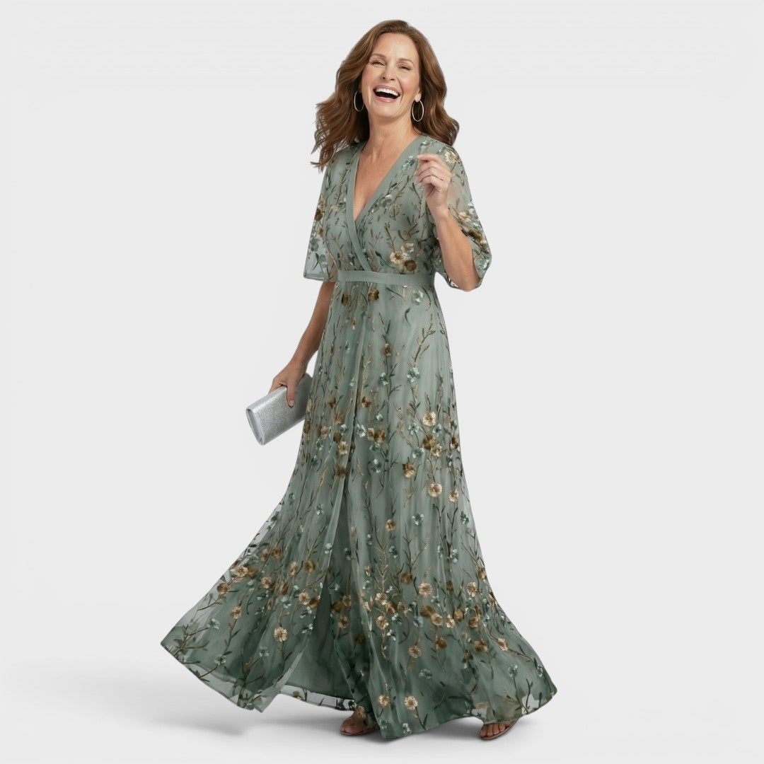 Adèle | Robe longue fluide col halter chic