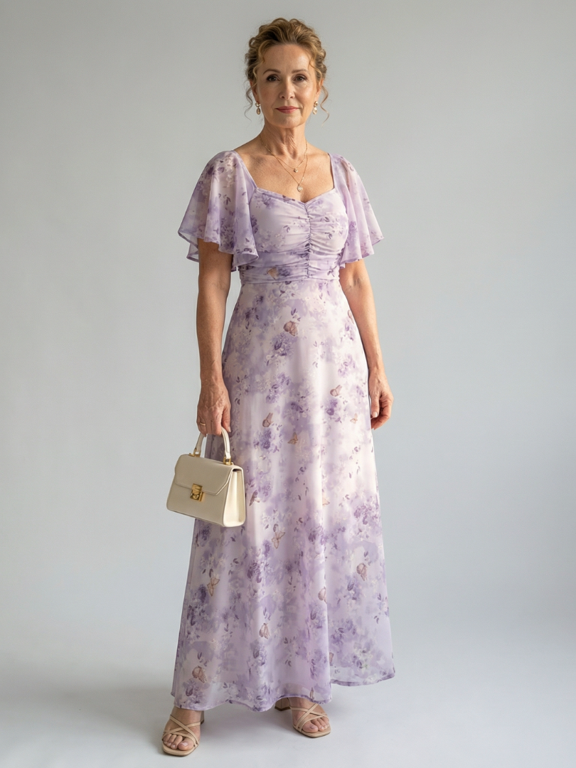 Camille | Robe Midi à Manches Volantes Élégantes