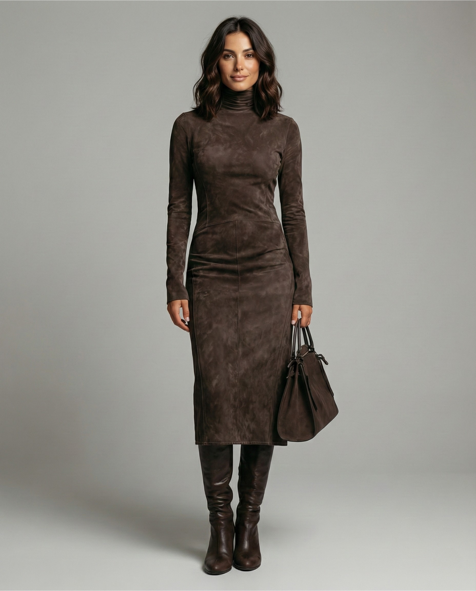 Anne | Robe midi chic à col roulé