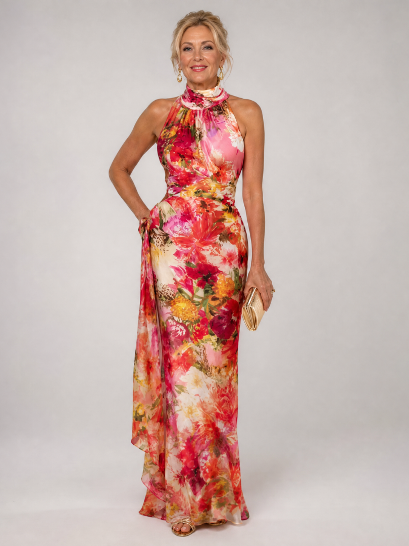 Céleste | Robe Maxi Fluide à Imprimé Floral