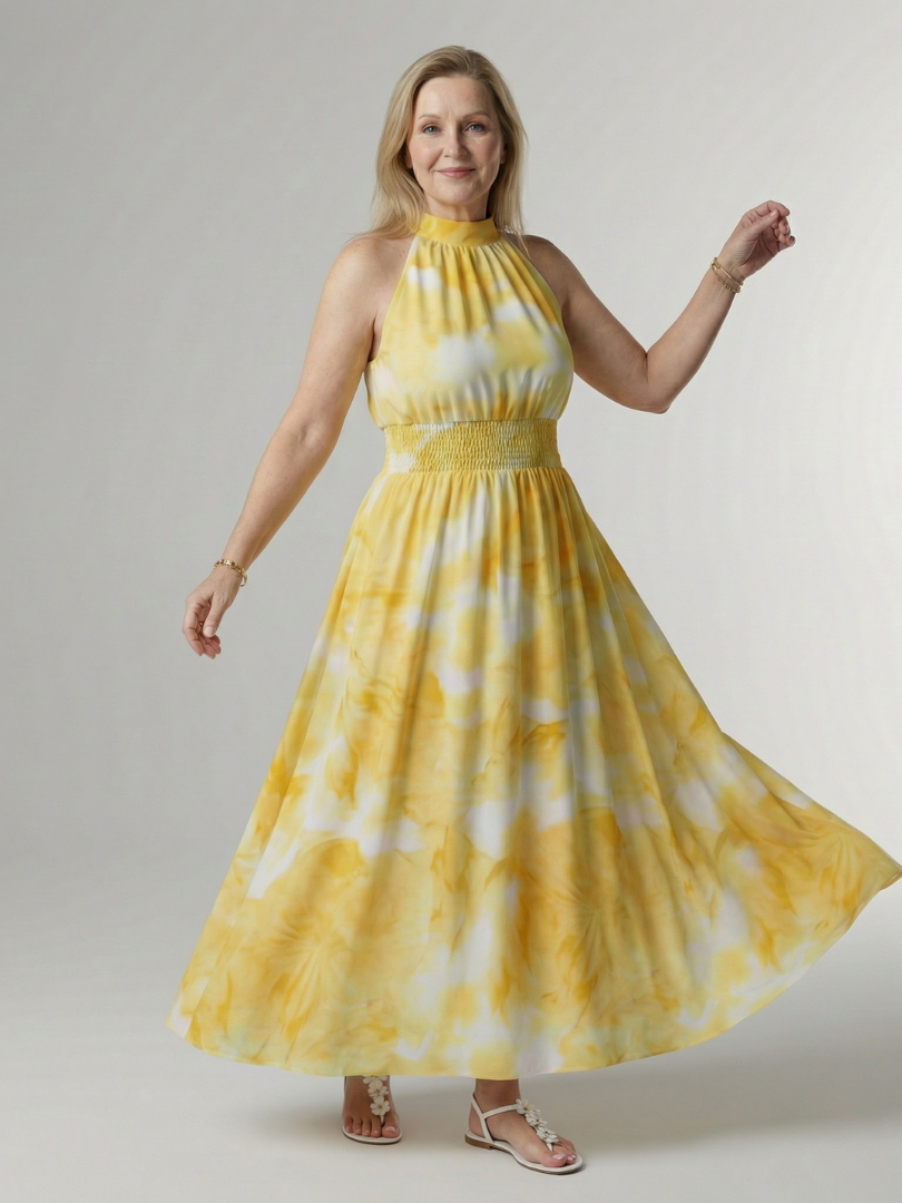 Élodie | Robe Midi Halter Élégante