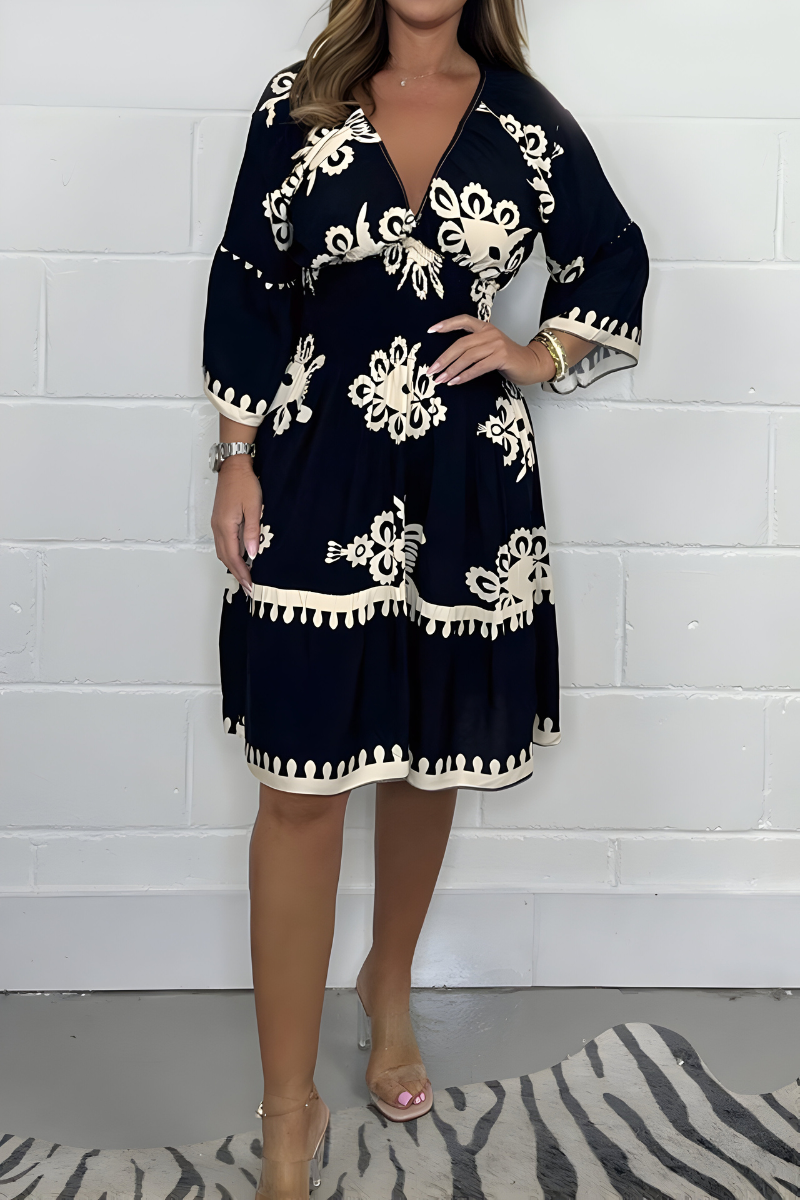 Auriane | Robe midi bohème à col V