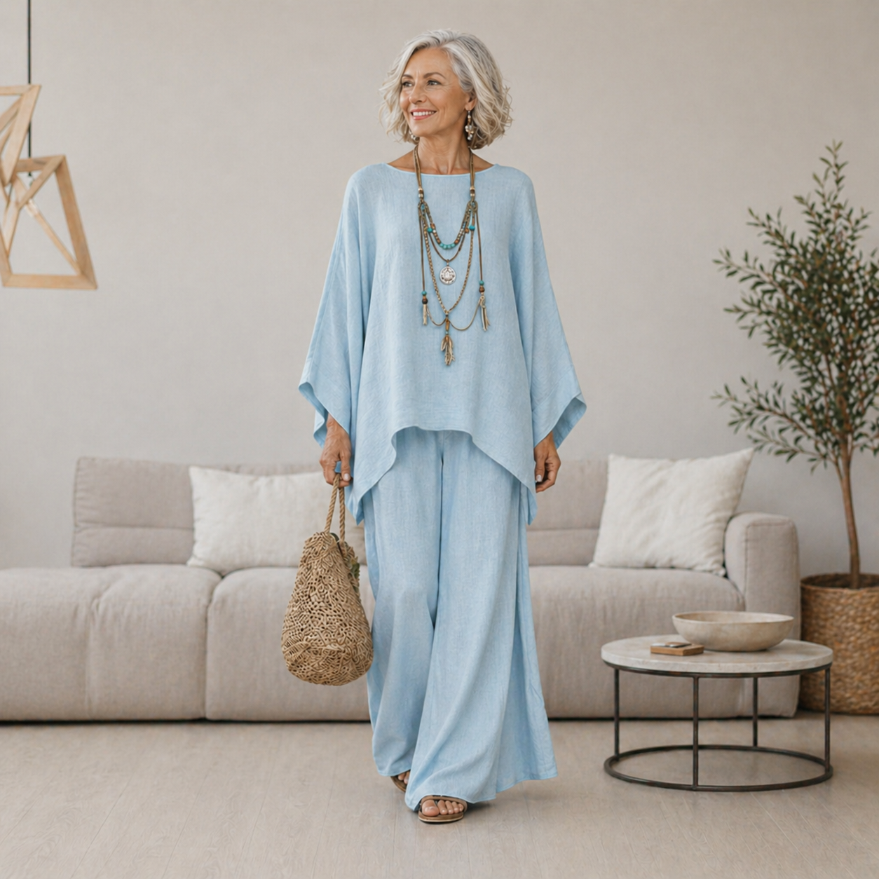 Celeste | Ensemble confort chic à jambes larges
