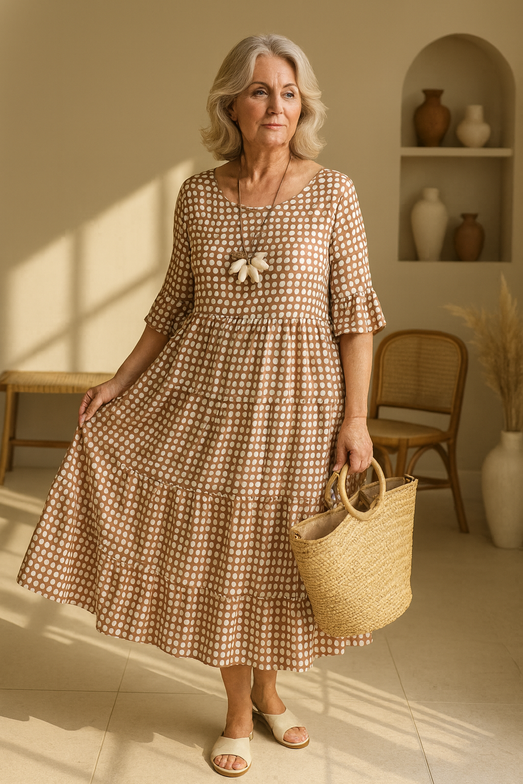 Fenne | Robe midi à manches courtes