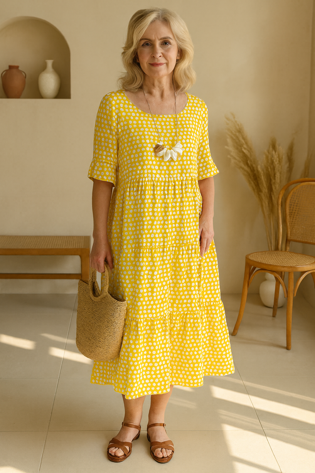 Fenne | Robe midi à manches courtes