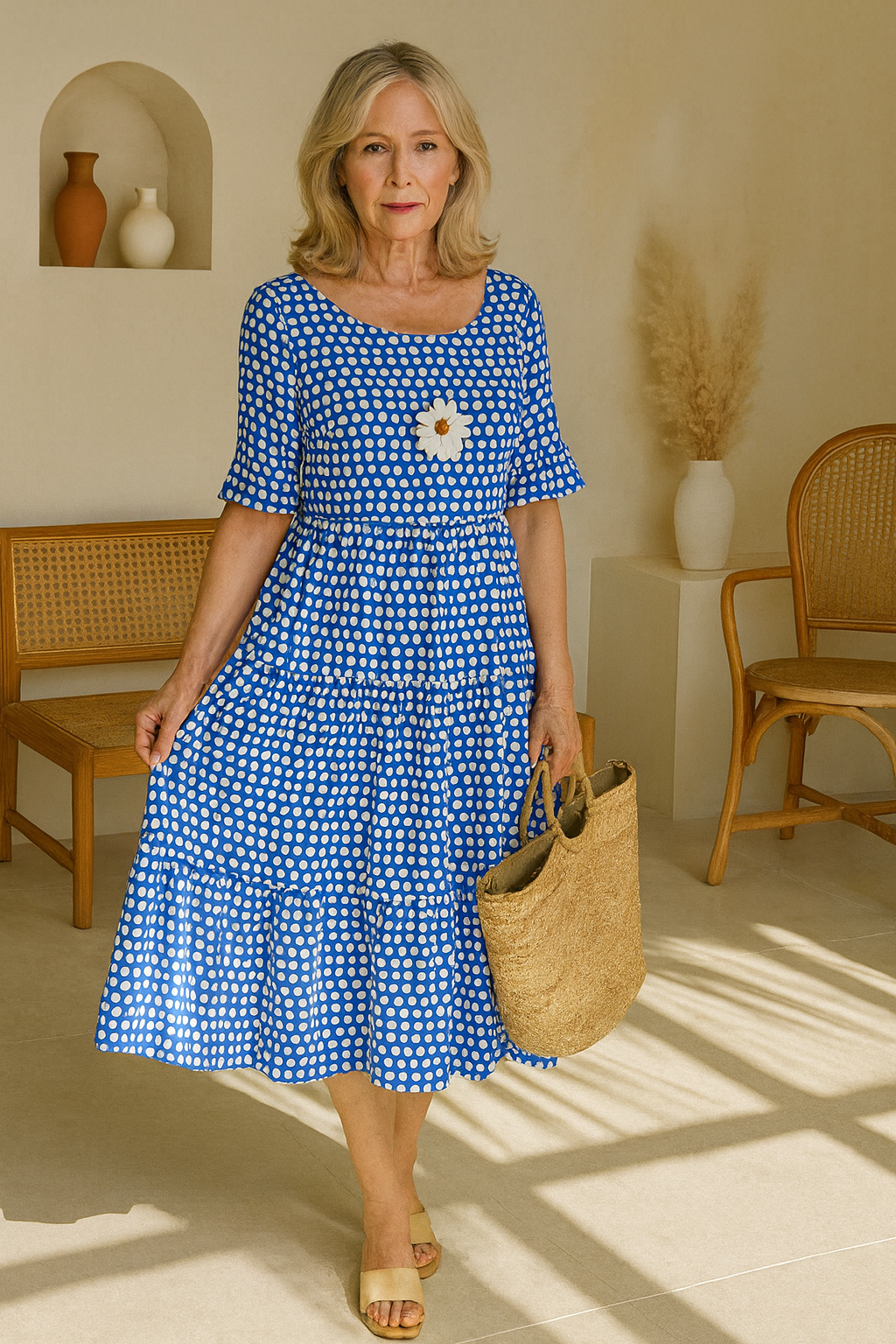 Fenne | Robe midi à manches courtes