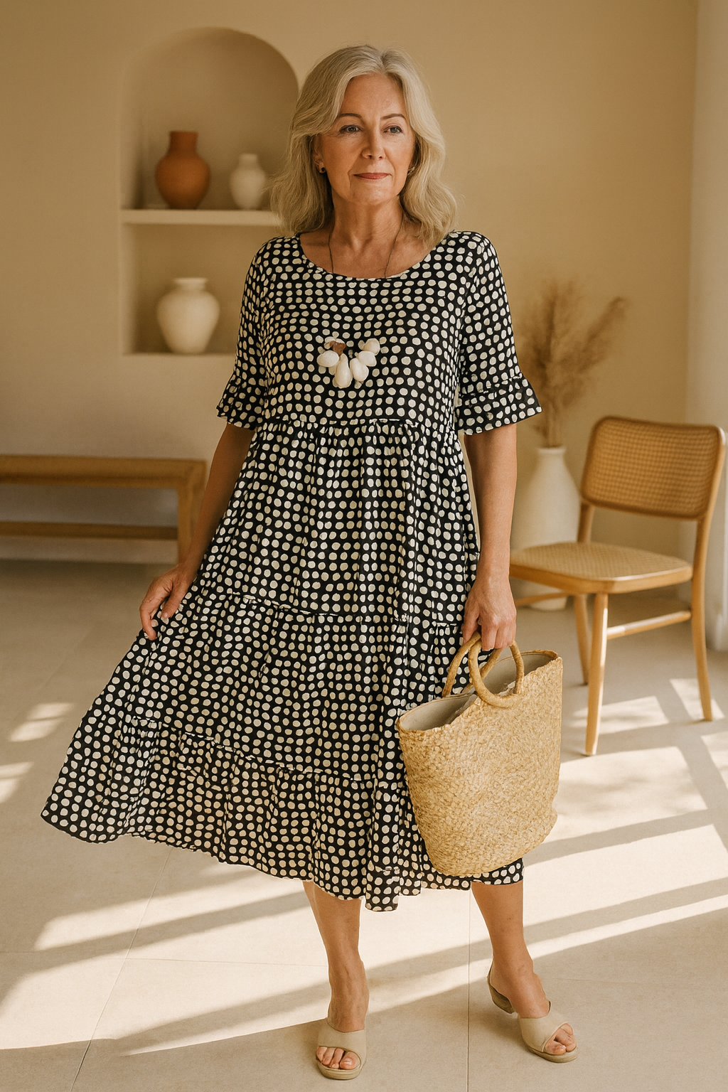 Fenne | Robe midi à manches courtes