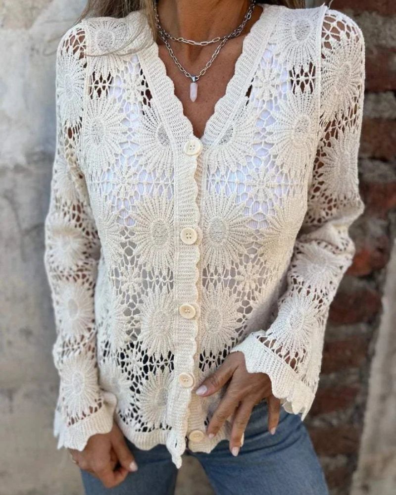 Isadora | Gilet en crochet élégant à boutons