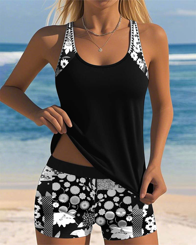 Maëlle | Tankini sportif à imprimé floral