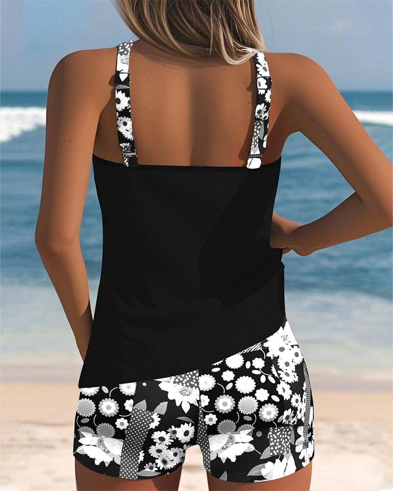 Maëlle | Tankini sportif à imprimé floral