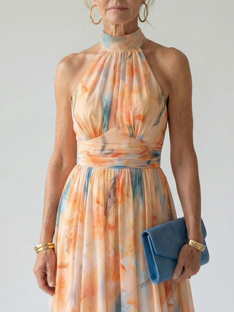 Chloé | Robe Midi Halter Élégante