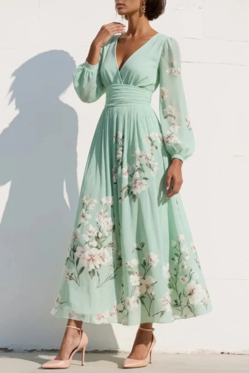 Sophie | Robe romantique fleurie à taille marquée