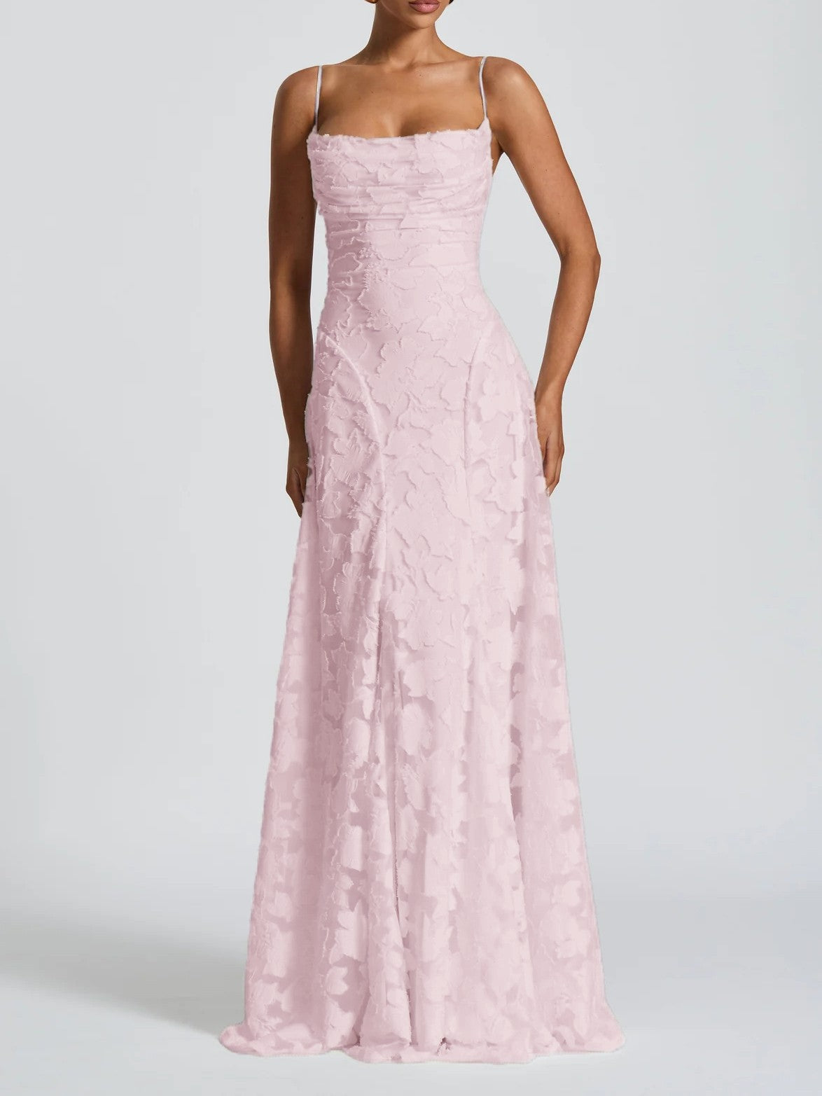 Soraya | Robe de soirée luxueuse en jacquard à encolure droite