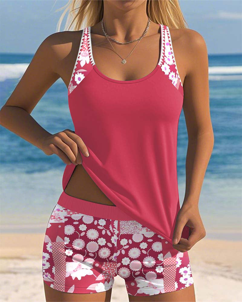 Maëlle | Tankini sportif à imprimé floral