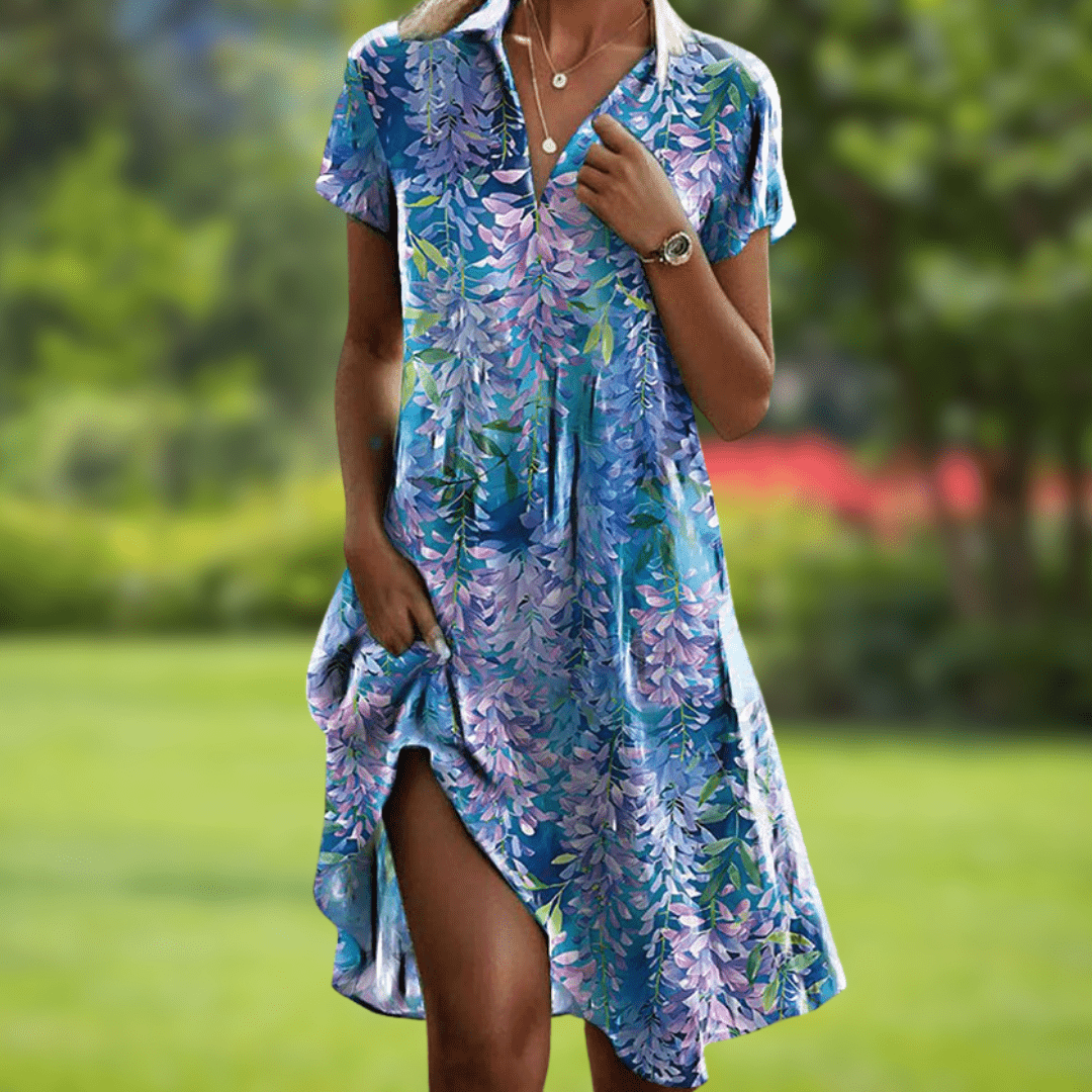 Maëline | Robe fluide à col chemise