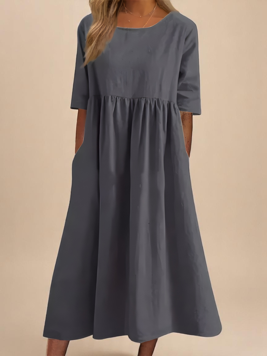 Elana | Robe midi ample à manches mi-longues