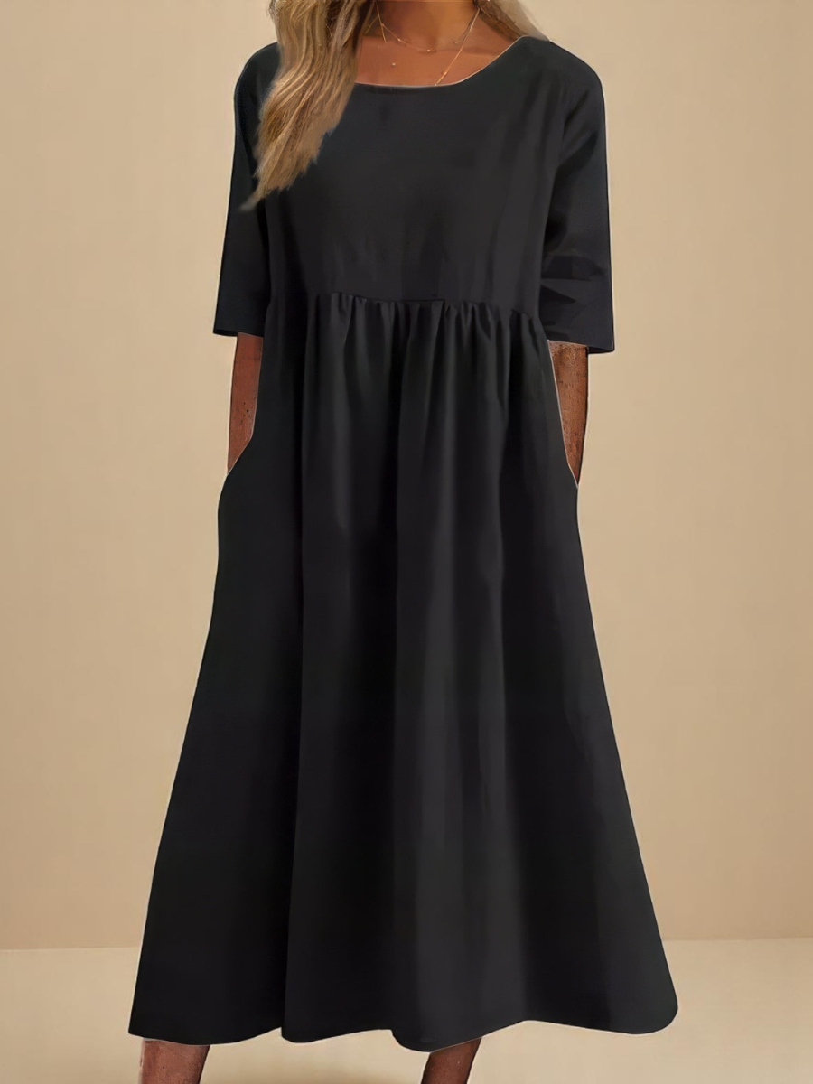 Elana | Robe midi ample à manches mi-longues