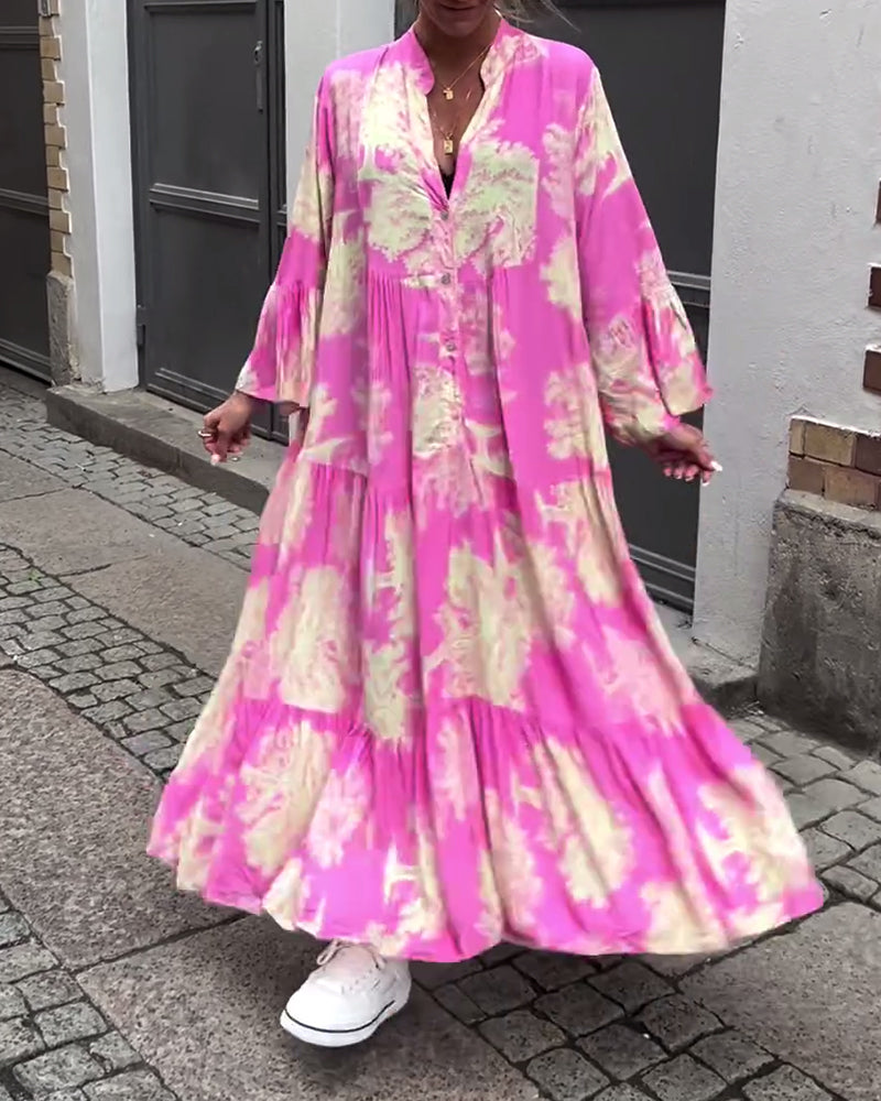 Francesca | Losvallende maxi-jurk met statementprint