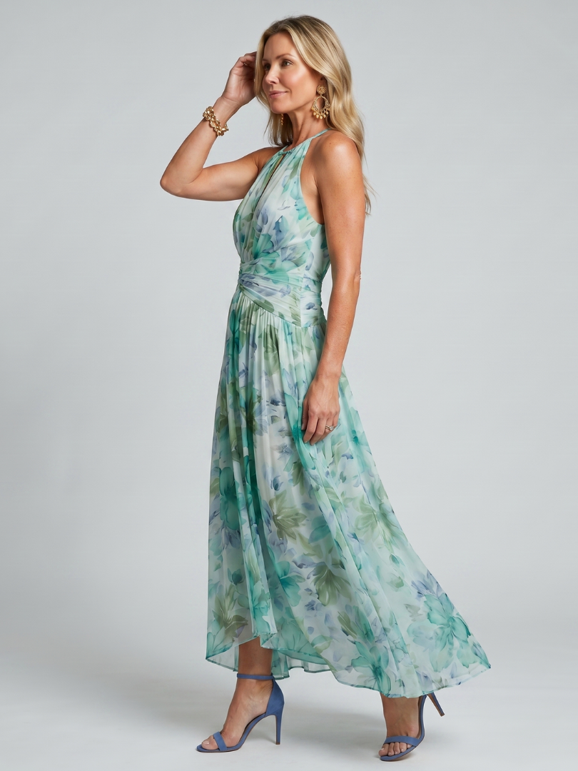 Camille | Robe Maxi Plissée à Motif Floral