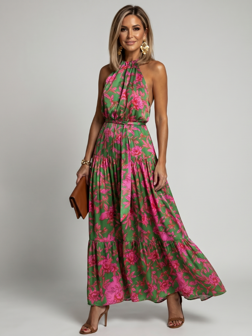 Rowen | Robe Midi à Décolleté Halter Drapé