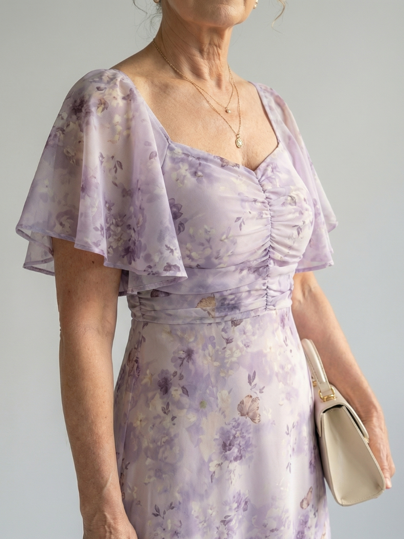 Camille | Robe Midi à Manches Volantes Élégantes