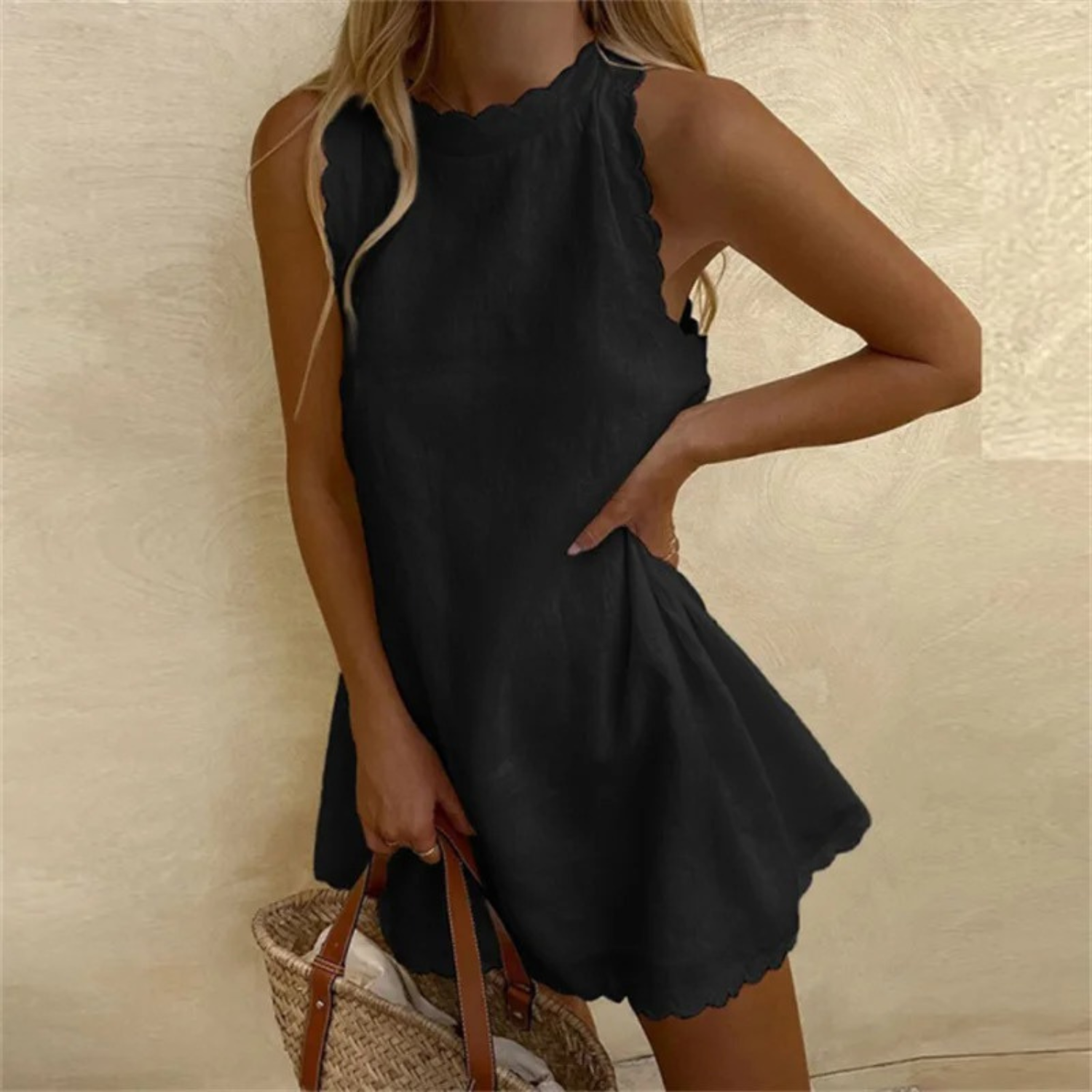 Léna | Robe Courte à Bord Festonné