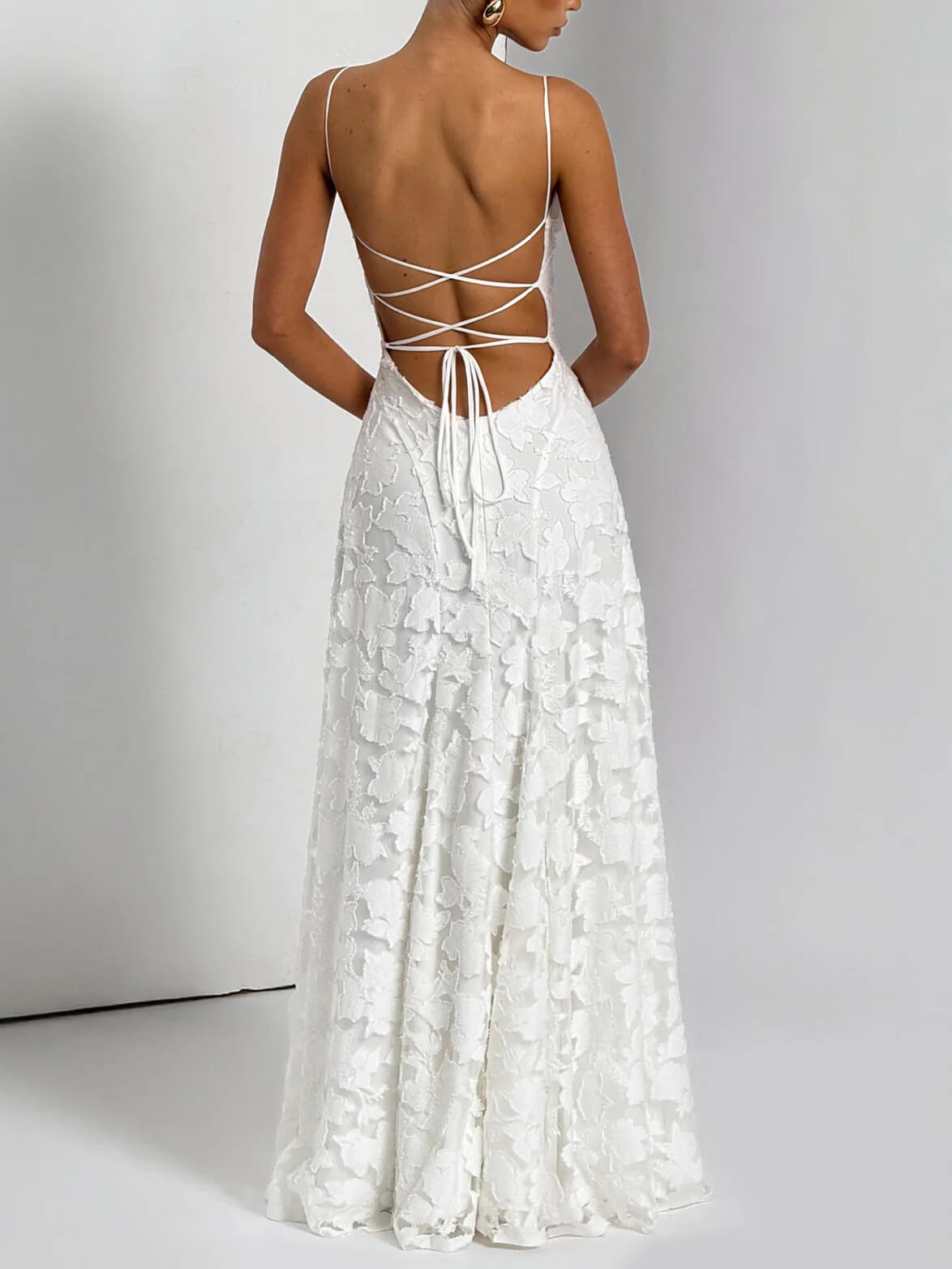 Soraya | Robe de soirée luxueuse en jacquard à encolure droite