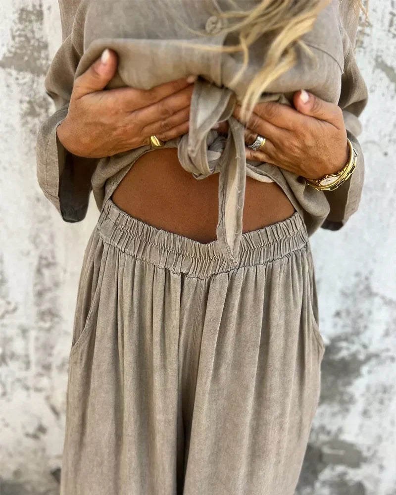 Nura | Ensemble décontracté en lin avec pantalon large