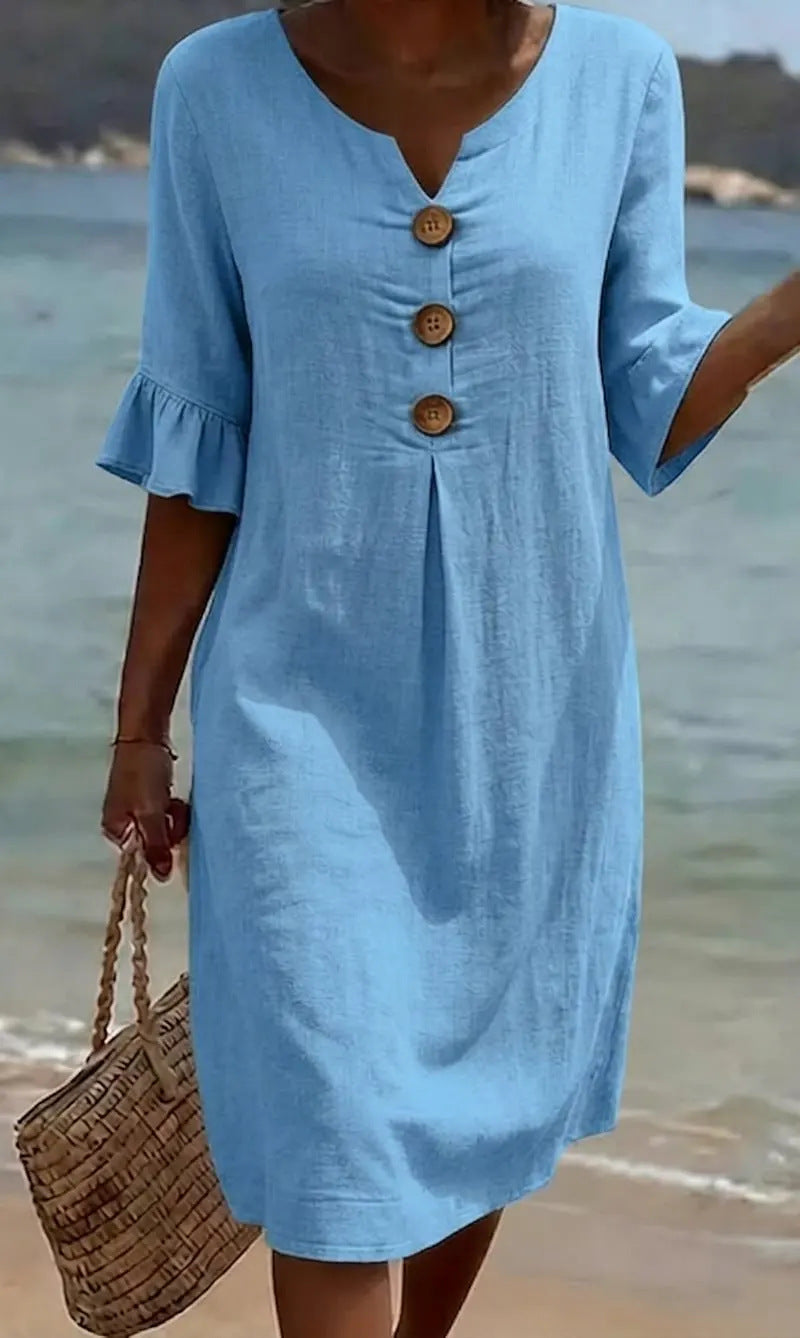 Camille | Robe Midi à Boutons