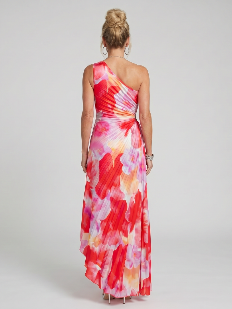 Céleste | Robe Midi à Une Épaule Plissée