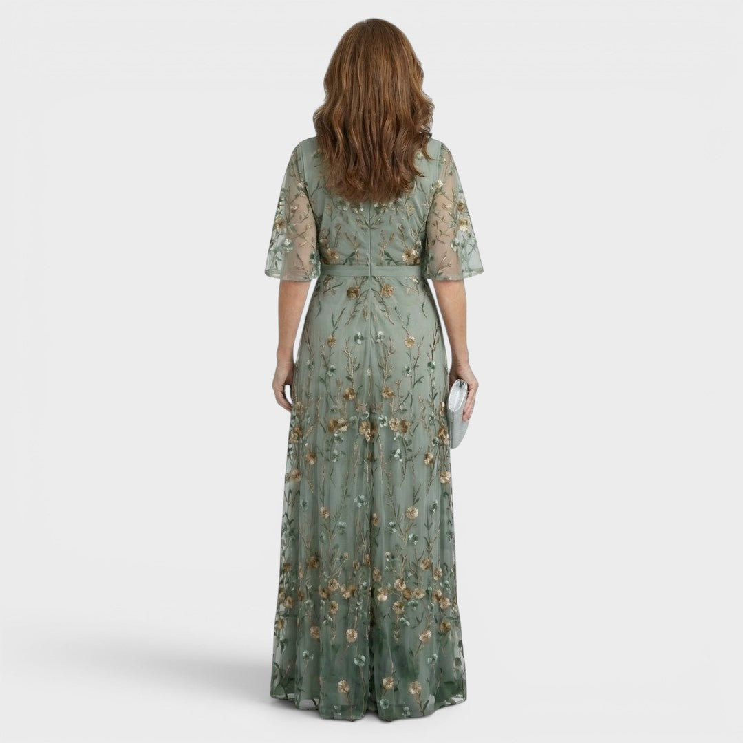 Adèle | Robe longue fluide col halter chic
