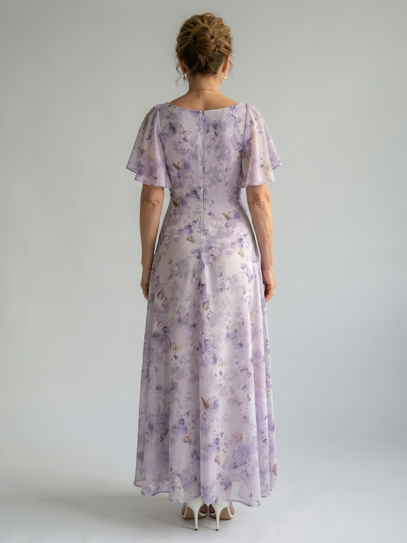 Camille | Robe Midi à Manches Volantes Élégantes