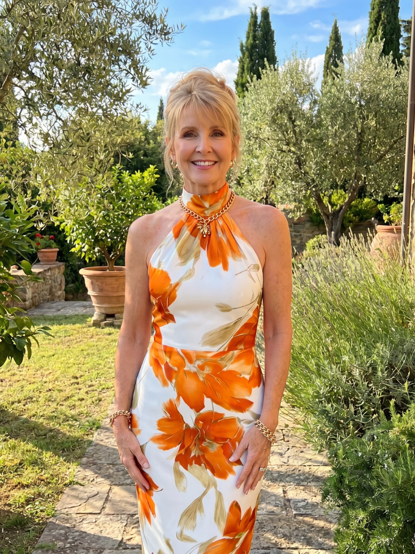Élodie | Robe Midi Halter à Imprimé Floral