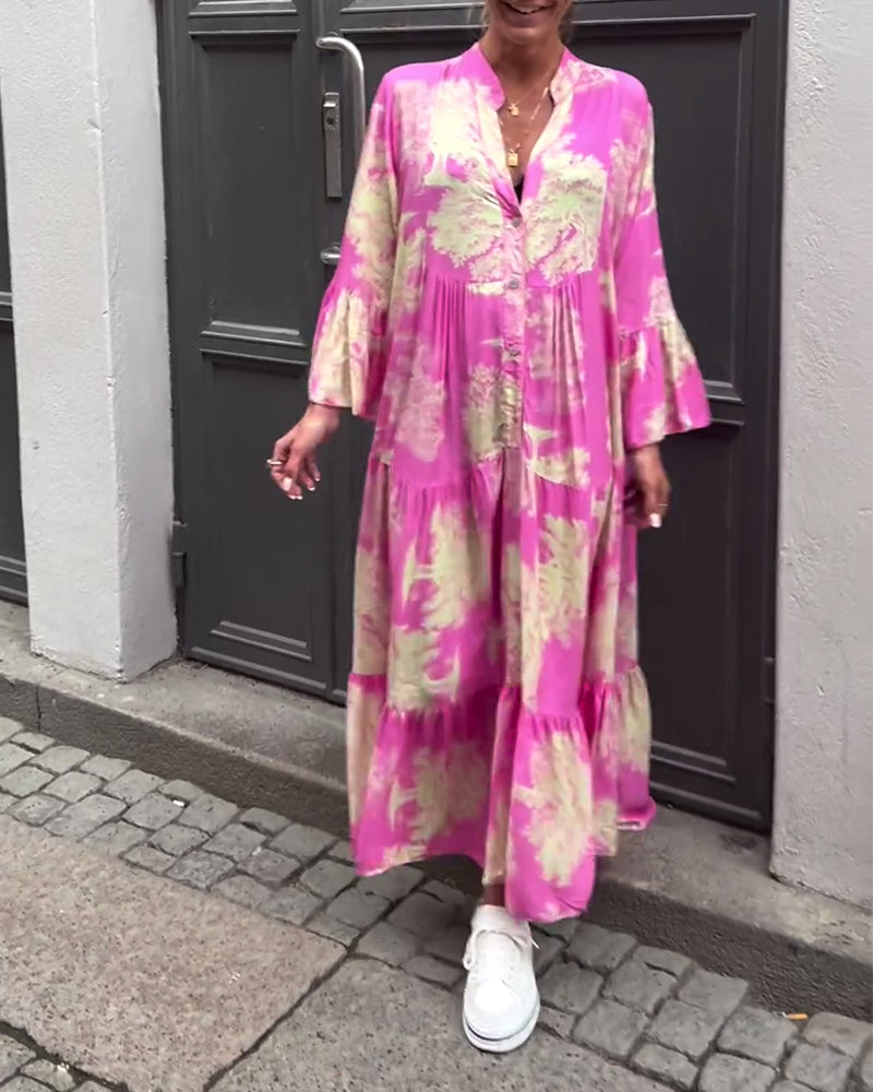Francesca | Losvallende maxi-jurk met statementprint