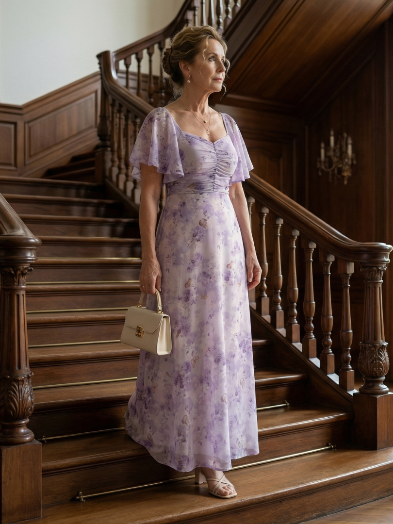 Camille | Robe Midi à Manches Volantes Élégantes