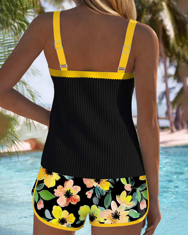 Lyséa | Tankini côtelé avec short fleuri