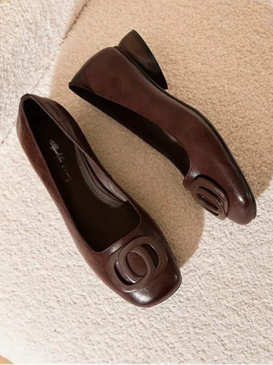 Inès | Ballerines cuir bout carré