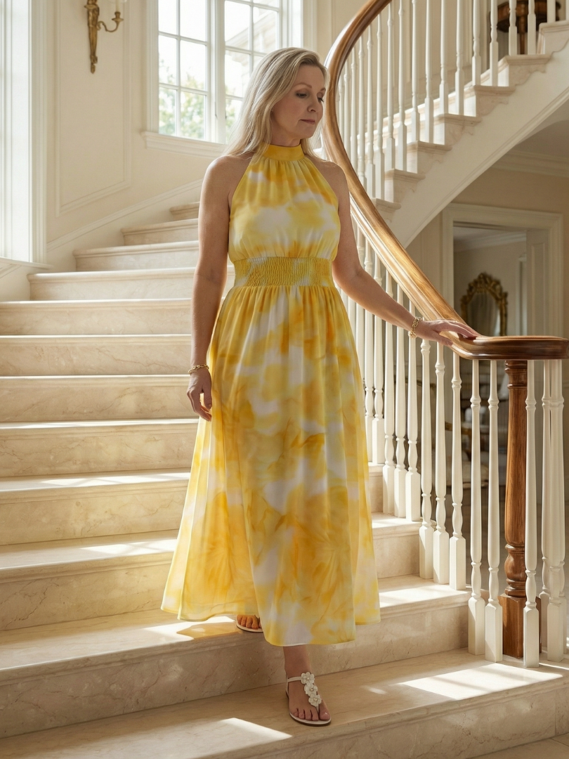 Élodie | Robe Midi Halter Élégante