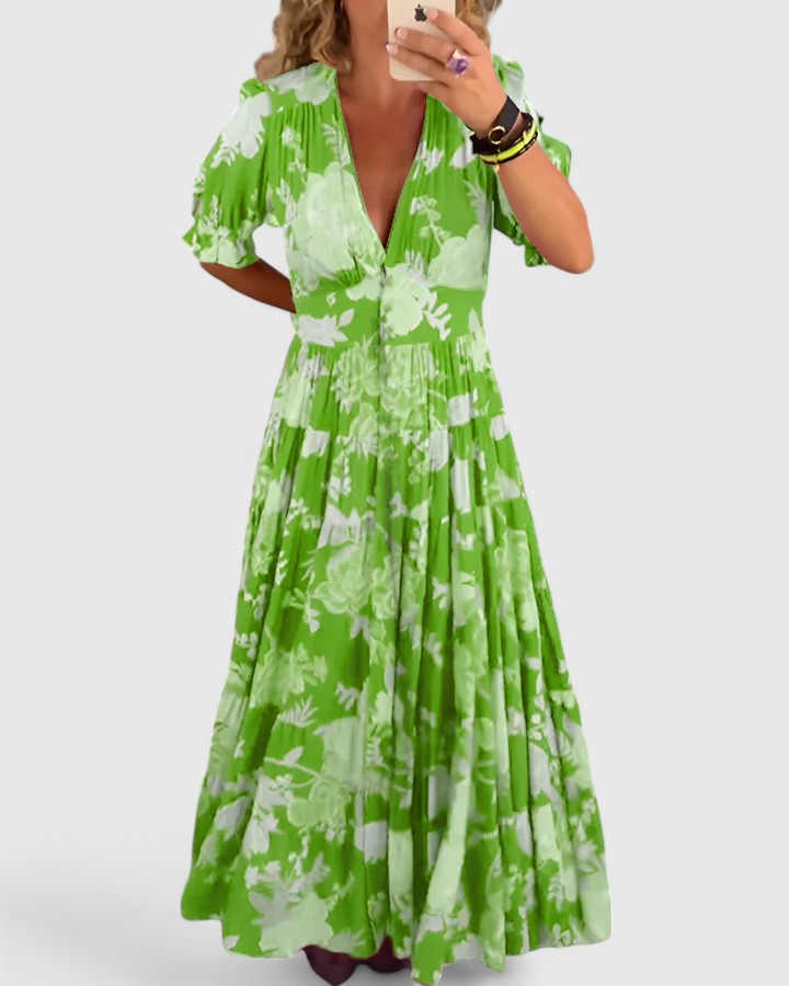 Minelda | Robe Maxi Florale Évasée