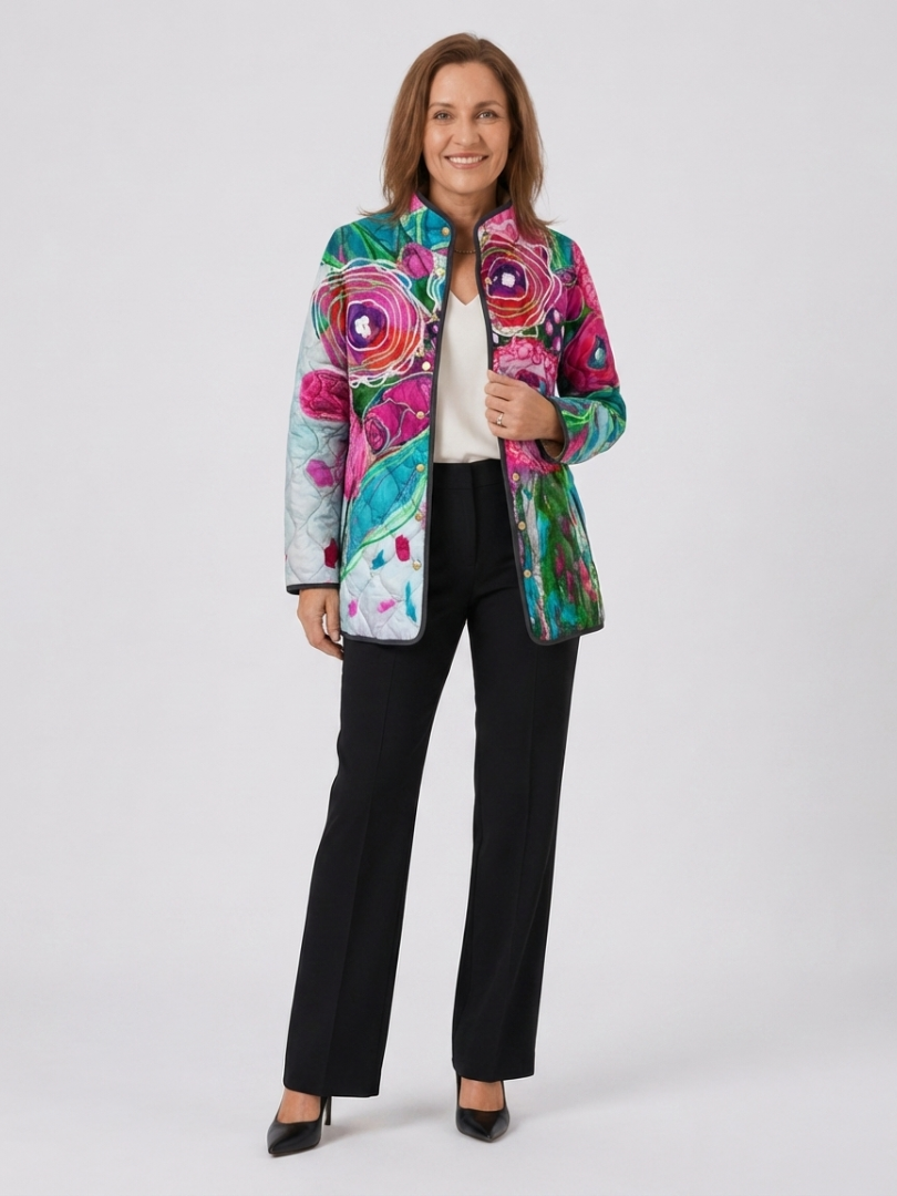 Nadège | Veste matelassée aquarelle florale